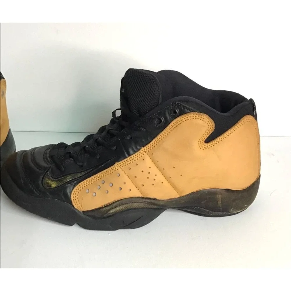 Nike Air Team Dime Mens Basketball Shoes Size 9M Black Tan Mid Top Vintage Retro